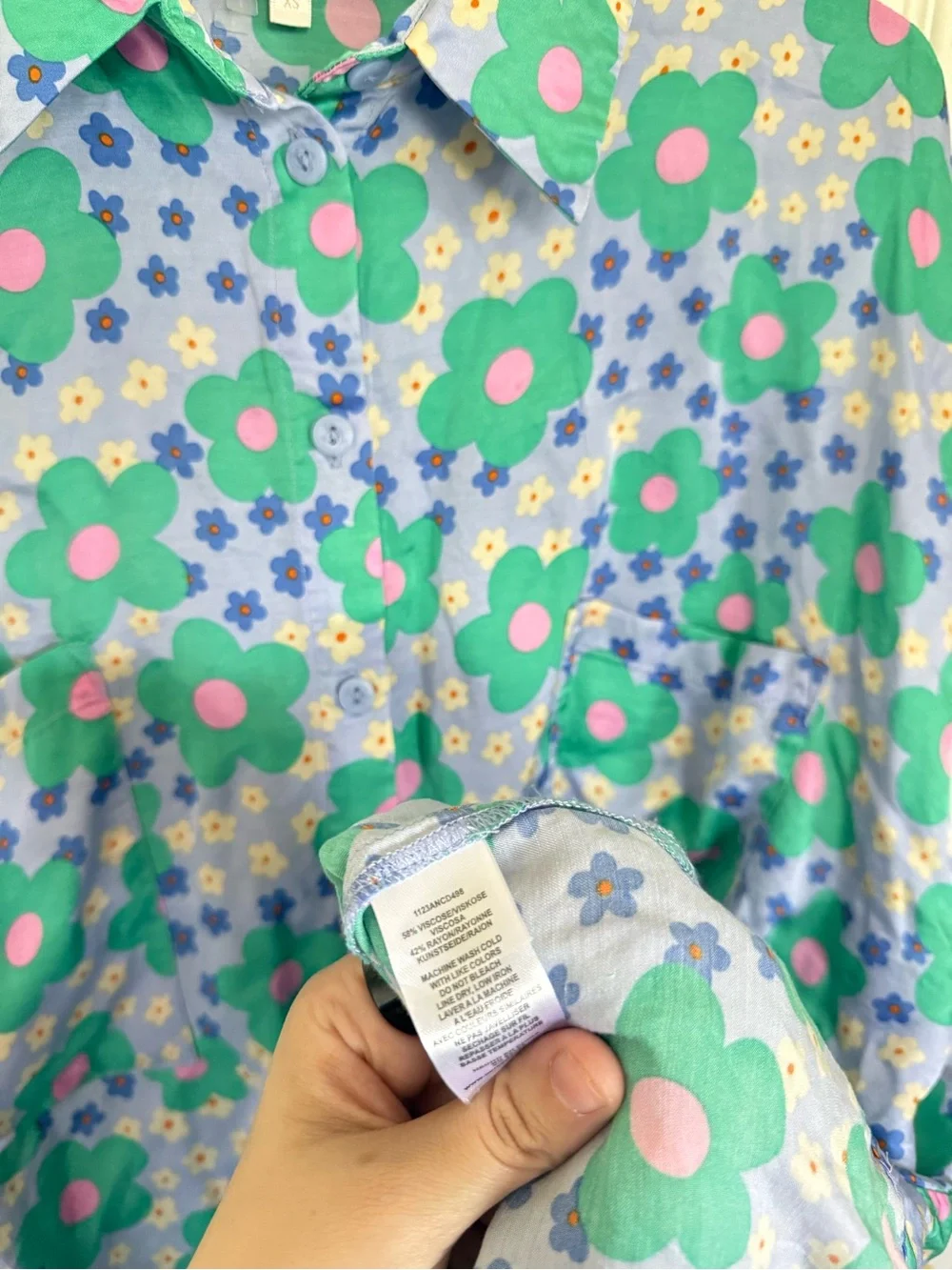 Anthropologie Floral Mini Dress in Aqua, Lavender & Pink - Picture 5 of 7